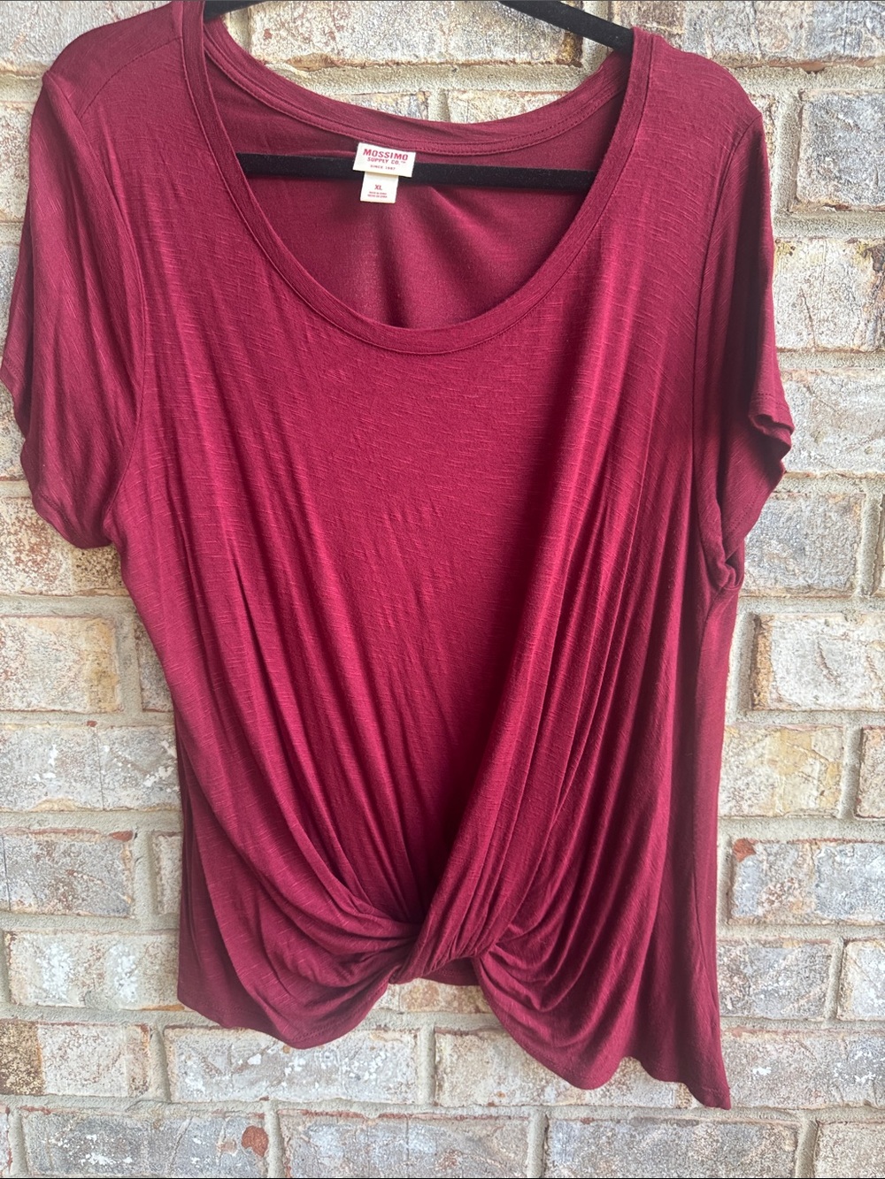 Mossimo Supply Co. Twist-Front Short Sleeve Top - Burgundy